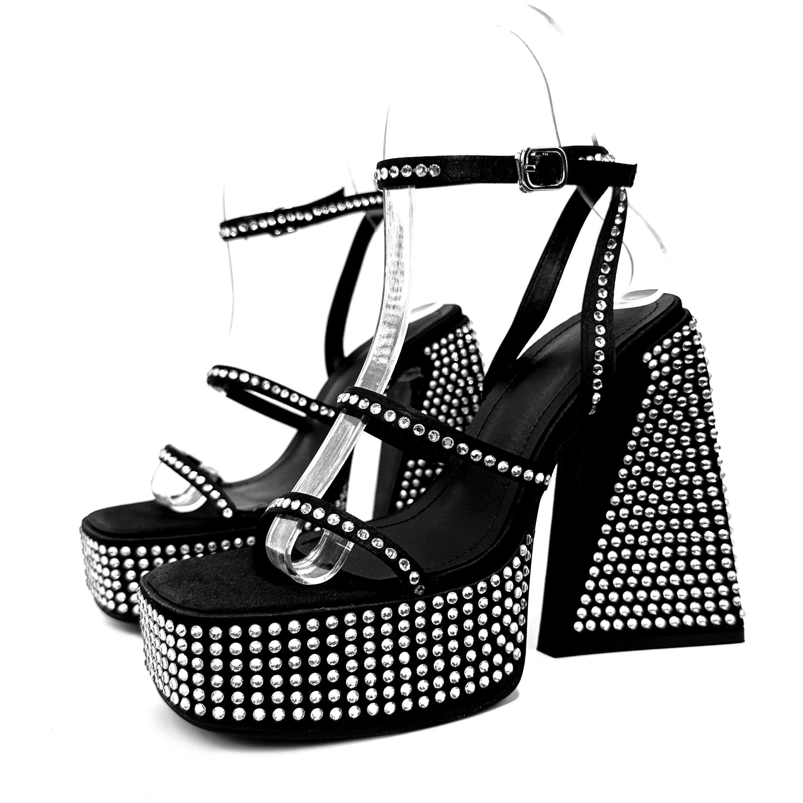 Custom Enigner Shoes for Women and Ladies High Thick  Heels Luxury slippers Femmes Diamonds Fashion Sandals for Bridal Shoes