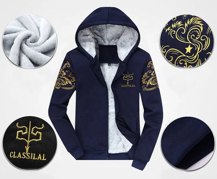 Custom PLUS SIZES Men Thermal Winter Sweatsuit Hoodie Jogging Suit Long Zipper Training Suit Custom Mens Tracksuit