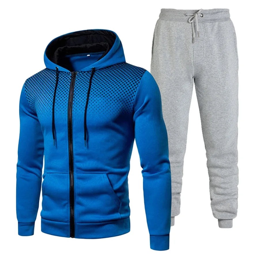 Custom Logo Polyester Sport Zipper Hoodies Sweatshirts Jogging Pants Track Suit Running Sportswear Men Plain Tracksuit Set