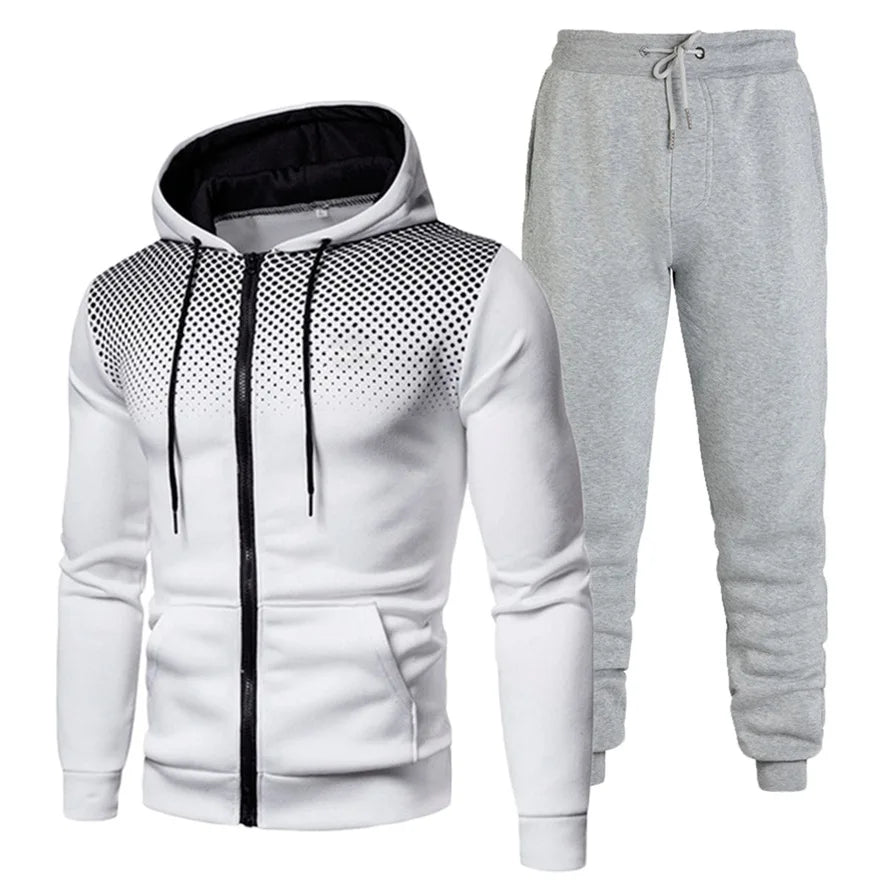 Custom Logo Polyester Sport Zipper Hoodies Sweatshirts Jogging Pants Track Suit Running Sportswear Men Plain Tracksuit Set