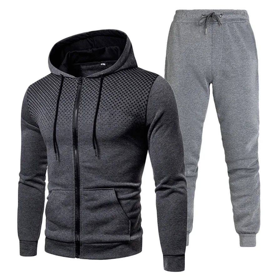 Custom Logo Polyester Sport Zipper Hoodies Sweatshirts Jogging Pants Track Suit Running Sportswear Men Plain Tracksuit Set