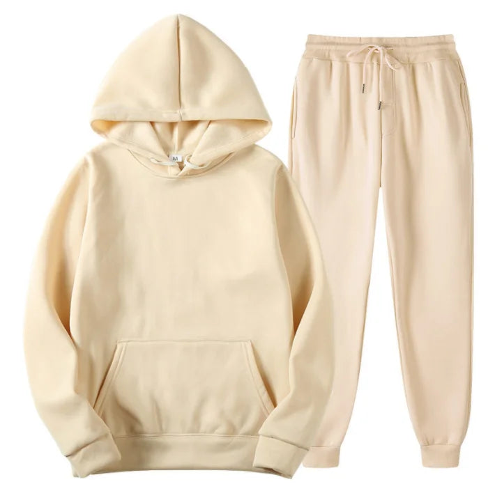 Liu Ming Newest Custom Logo Printed Mens Solid Color Long Sleeve Hooded Jogging Sweatpants Training Sports Suit