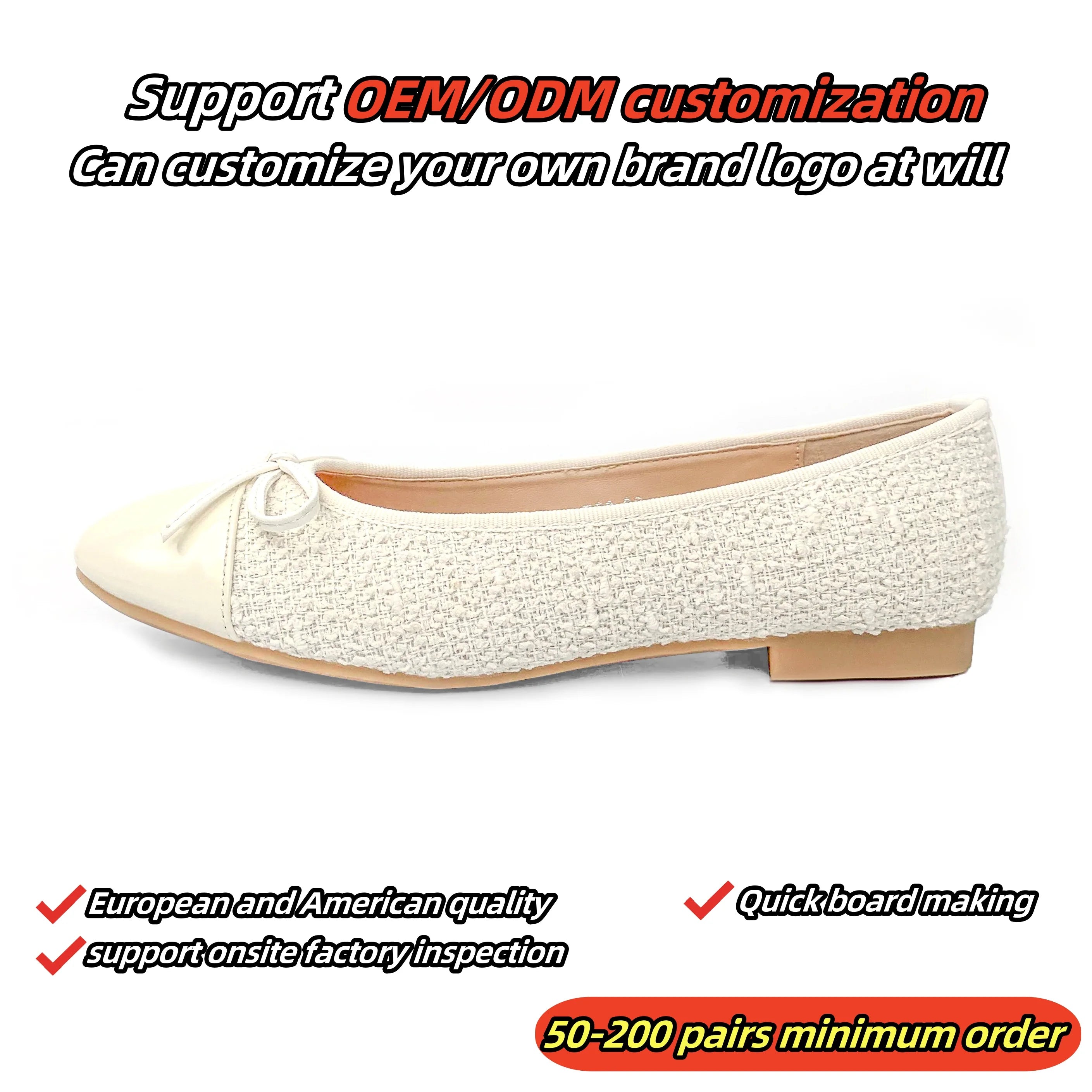 Custom  Golden Bow Round Head  Designer Shoes Sandals for Women and Ladies Flat Shoes  Luxury Elegant Femmes Fashion