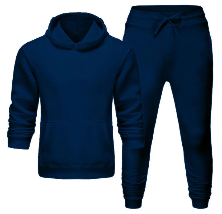 Liu Ming Newest Custom Logo Printed Mens Solid Color Long Sleeve Hooded Jogging Sweatpants Training Sports Suit