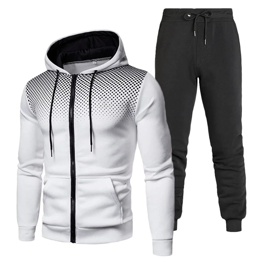 Custom Logo Polyester Sport Zipper Hoodies Sweatshirts Jogging Pants Track Suit Running Sportswear Men Plain Tracksuit Set