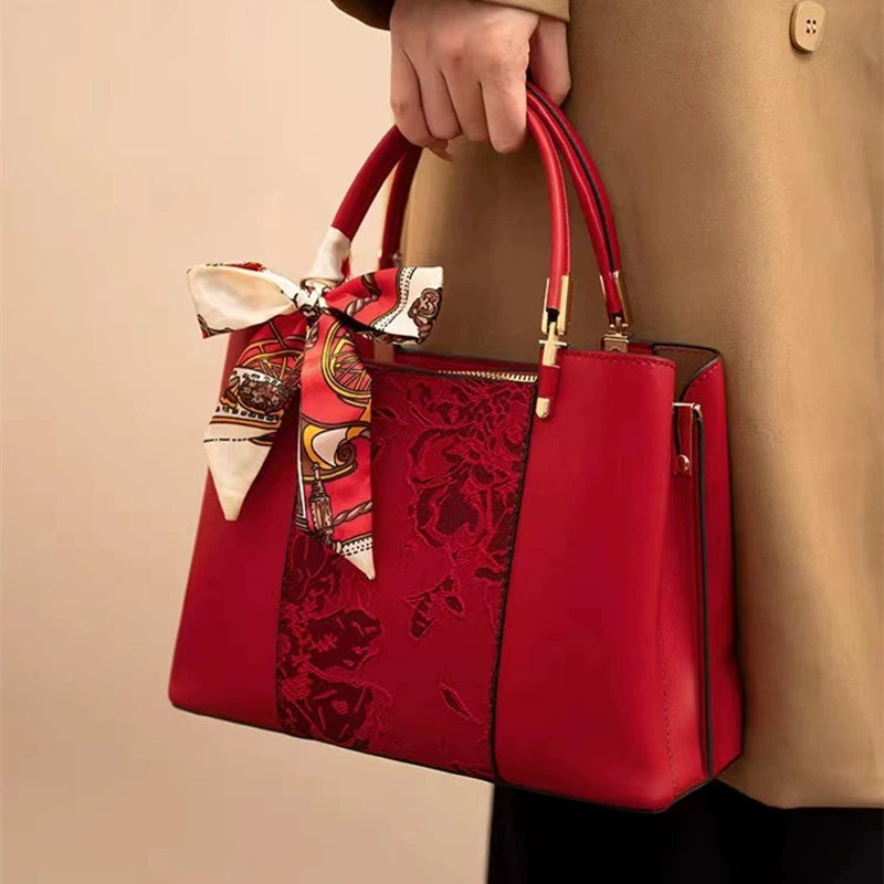Mother's Day Gift Handbags 2024 New Arrival National Style Middle-Aged Women's to Give Mom Bag Mother's Messenger Bag