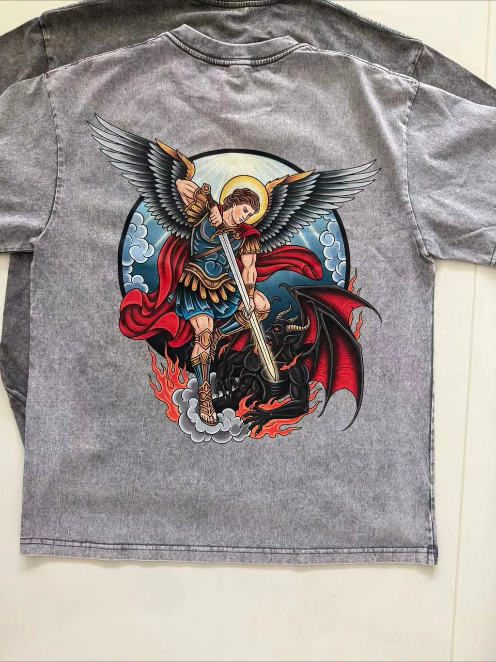 Custom Design DTG Printing Mens Oversized T-Shirt 300GSM Heavyweight Cotton Retro Washed Cotton Tee Hip Hop Style Streetwear