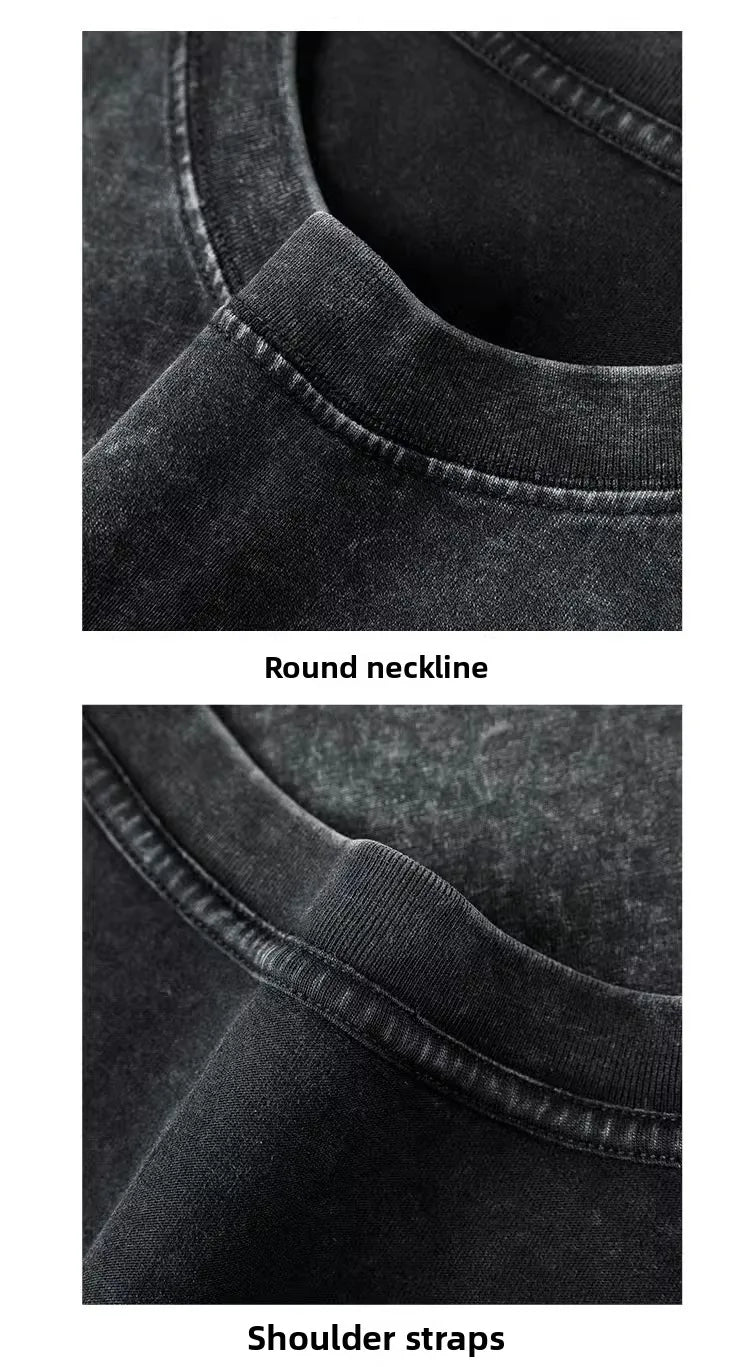 Custom Design DTG Printing Mens Oversized T-Shirt 300GSM Heavyweight Cotton Retro Washed Cotton Tee Hip Hop Style Streetwear