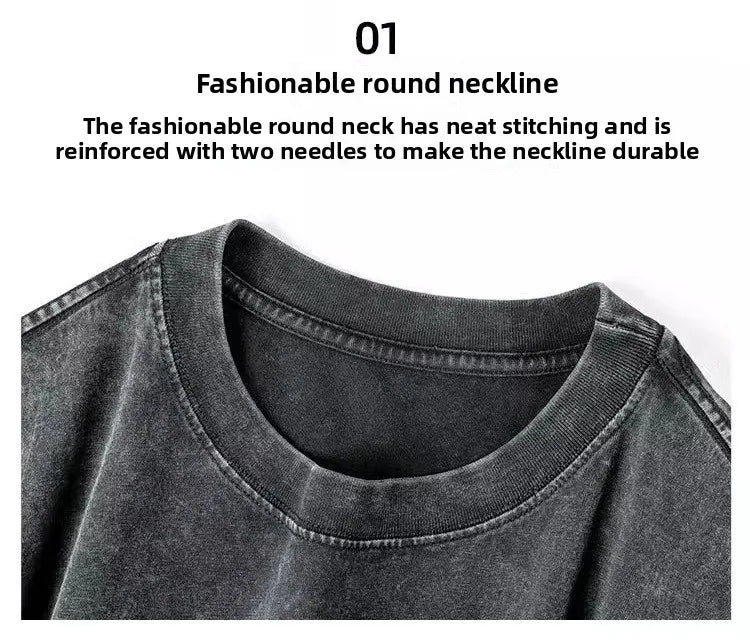 Custom Design DTG Printing Mens Oversized T-Shirt 300GSM Heavyweight Cotton Retro Washed Cotton Tee Hip Hop Style Streetwear