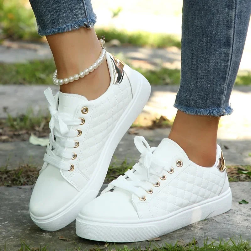 2024 Women Sneakers Tennis Platform Shoes for Women Comfort Casual Flat Tenis Woman Lace-up White Sports Women Vulcanized Shoes