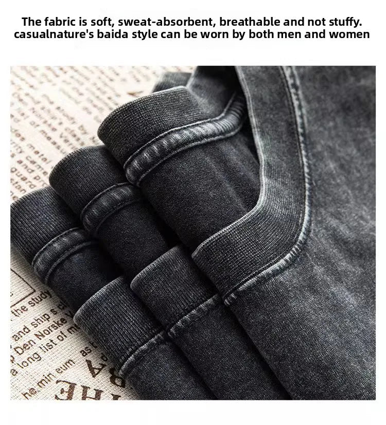 Custom Design DTG Printing Mens Oversized T-Shirt 300GSM Heavyweight Cotton Retro Washed Cotton Tee Hip Hop Style Streetwear