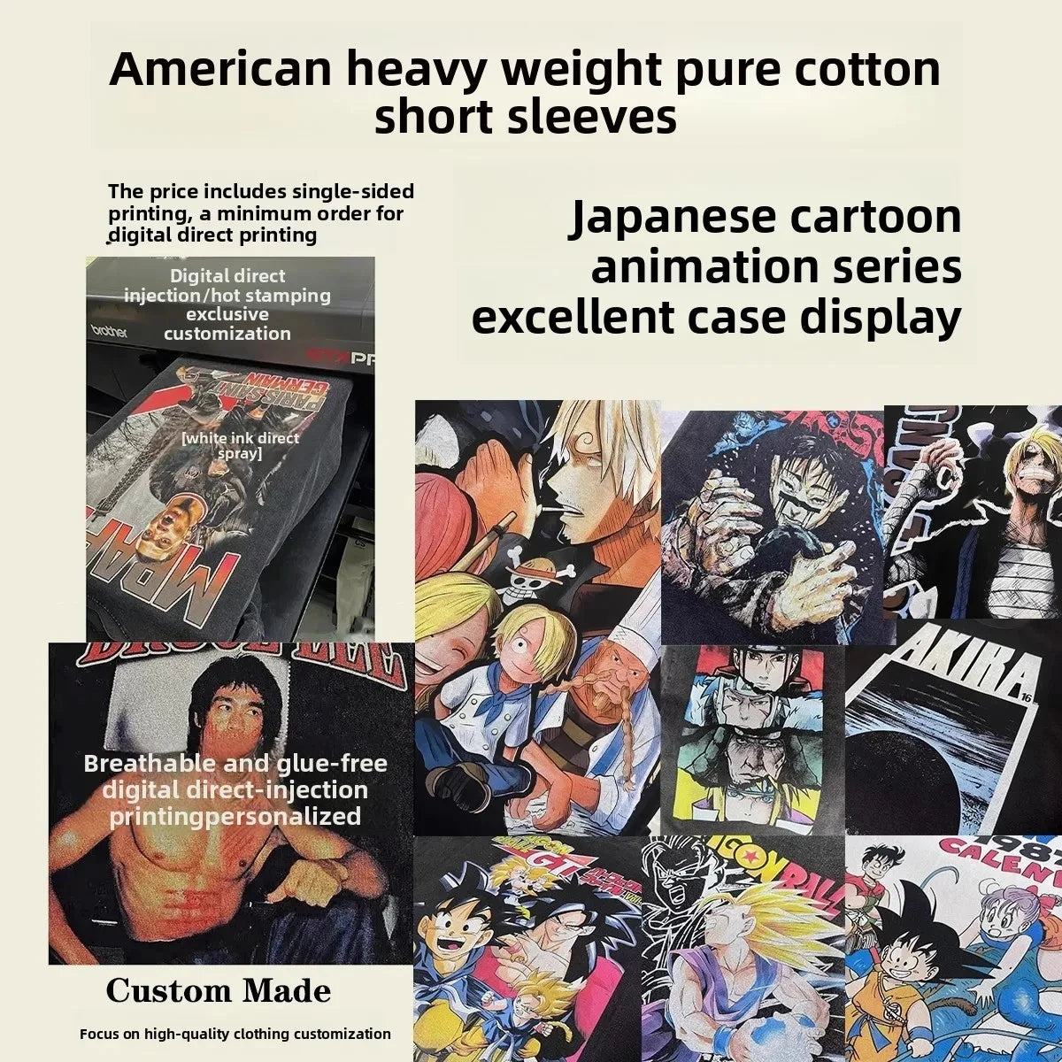 Custom Design DTG Printing Mens Oversized T-Shirt 300GSM Heavyweight Cotton Retro Washed Cotton Tee Hip Hop Style Streetwear