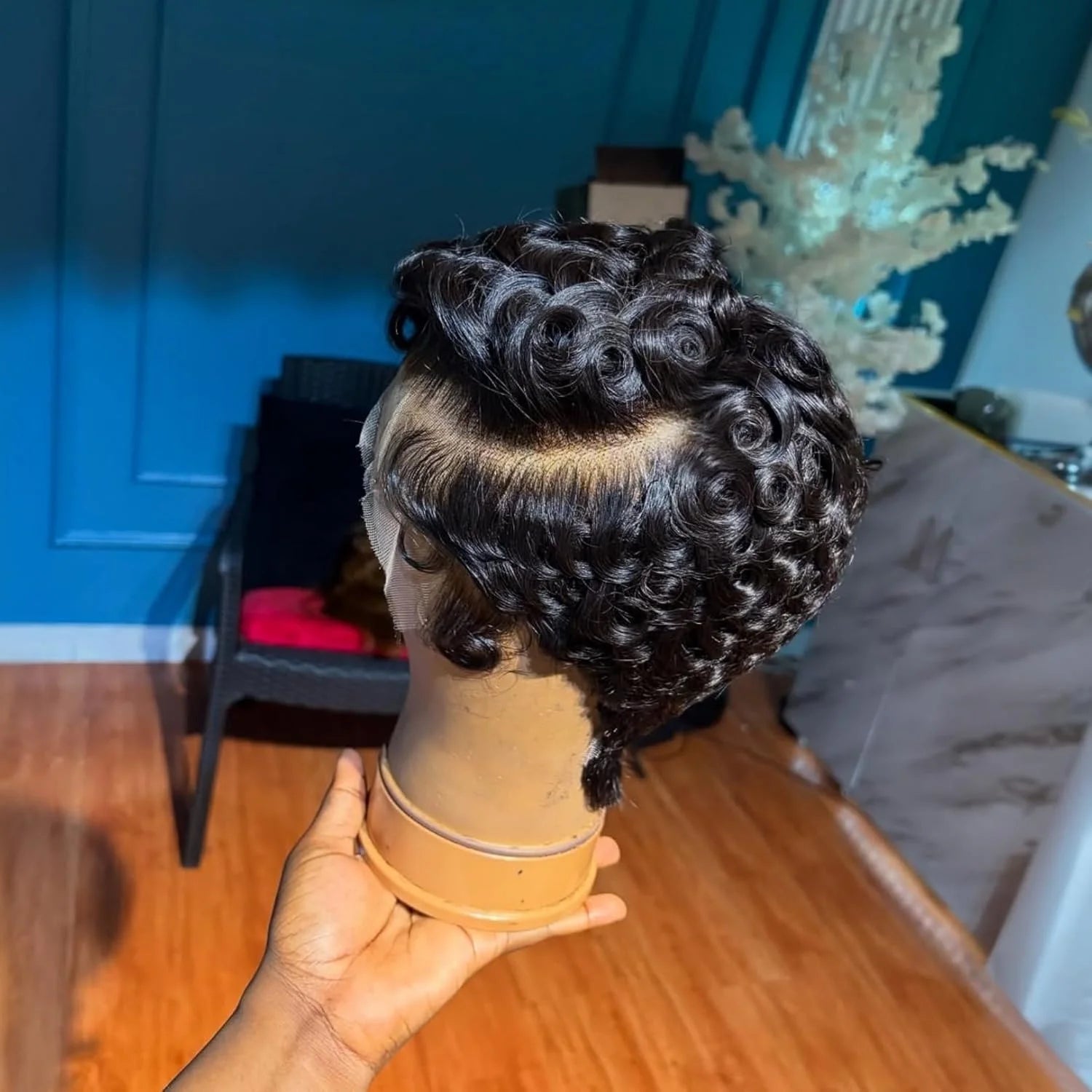 Pixie Cut Lace Front Human Hair Wigs 13x4 Lace Front Wigs Chic Elegent Short Curly Wigs Pixie Cut Curly Wig For Women