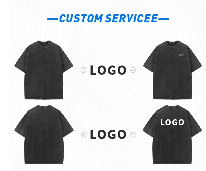 Custom Design DTG Printing Mens Oversized T-Shirt 300GSM Heavyweight Cotton Retro Washed Cotton Tee Hip Hop Style Streetwear