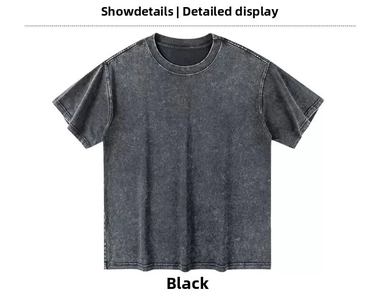 Custom Design DTG Printing Mens Oversized T-Shirt 300GSM Heavyweight Cotton Retro Washed Cotton Tee Hip Hop Style Streetwear