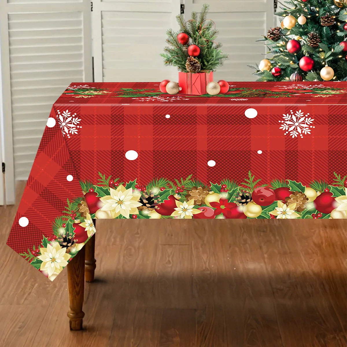 Christmas Snowflake Plastic Tablecloth Merry Christmas Decorations for Home 2025 Navidad Natal Xmas Table Ornament New Year 2026