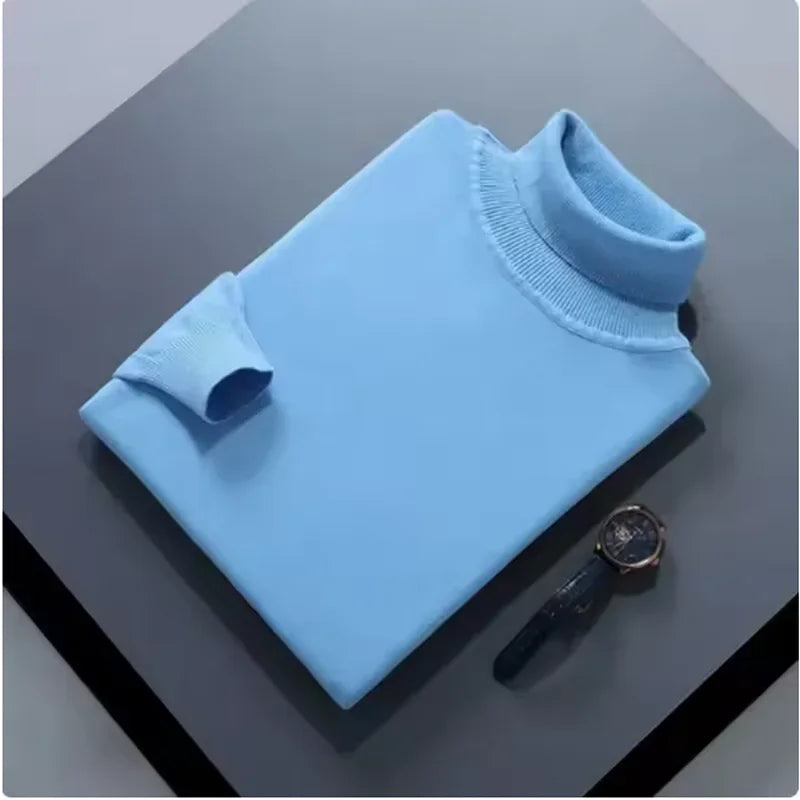 Fall/Winter 100% Wool Bottoming Shirt Men's Thickened Turtleneck Sweater Business Cashmere Knitting