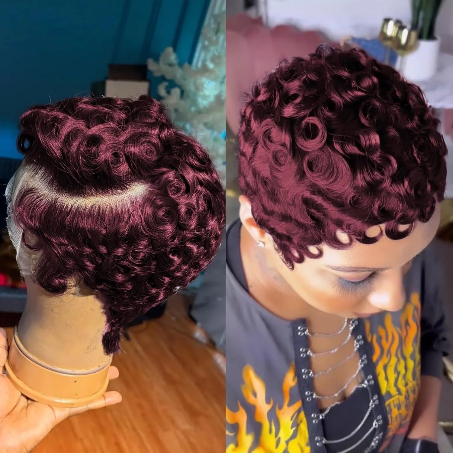 Pixie Cut Lace Front Human Hair Wigs 13x4 Lace Front Wigs Chic Elegent Short Curly Wigs Pixie Cut Curly Wig For Women