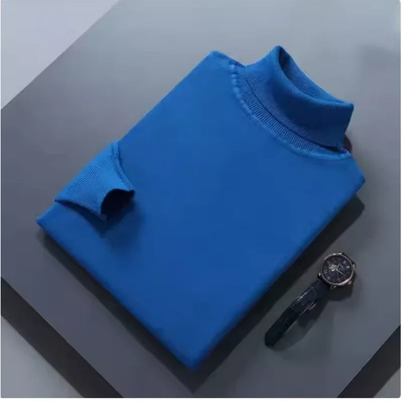 Fall/Winter 100% Wool Bottoming Shirt Men's Thickened Turtleneck Sweater Business Cashmere Knitting