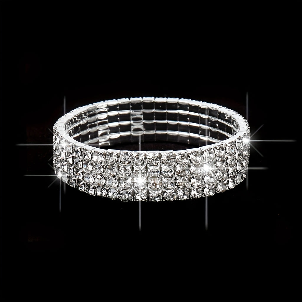 4pcs Set Water Brick Evening Dress with Hand-held Crossbody Lady's Dinner Bag, Necklace, Earrings, Bracelet and Ring for Parties, Weddings, Dances and Vacations